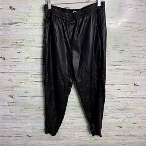 Aritzia Babaton Black faux leather jogger style Pants size 12